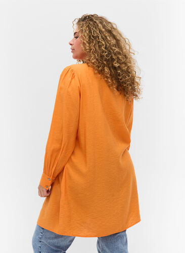Tunic with buttons and ruffle details, Tangelo, Model image number 1