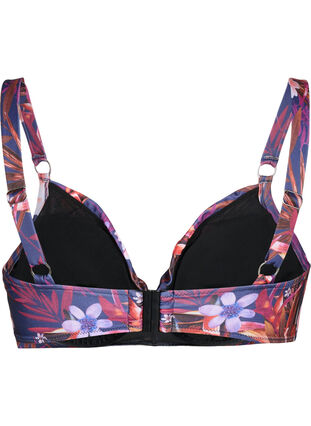 Printed bikini bra with underwire, Purple Flower, Packshot image number 1