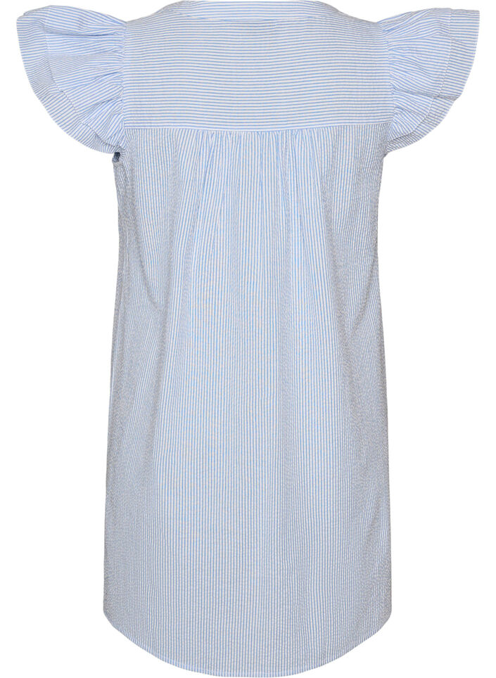 Striped cotton dress with ruffles and an A-line fit, Light Blue, Packshot image number 1