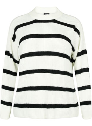 FLASH - Striped Knit Sweater, White/Black Stripe, Packshot image number 0