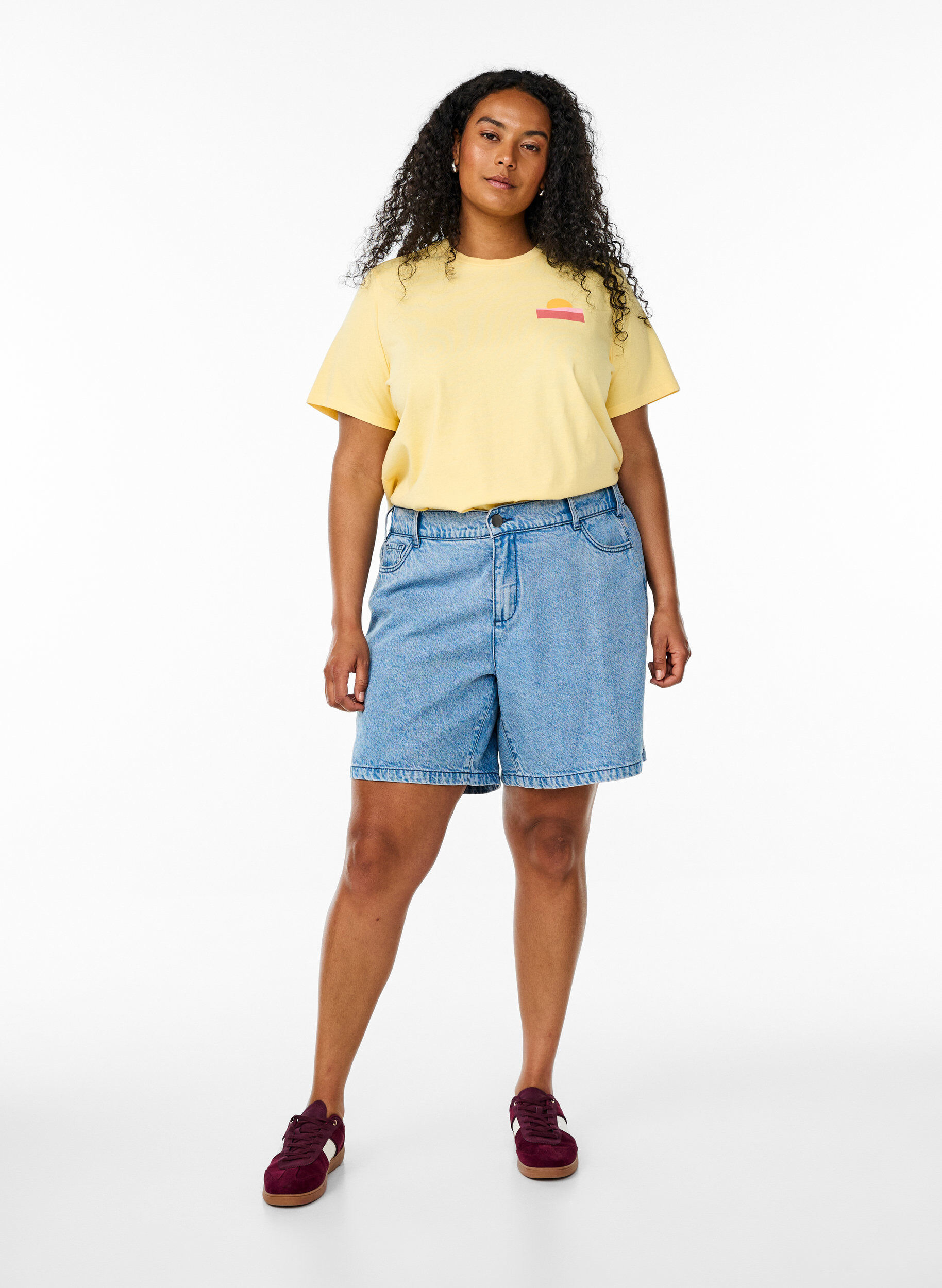 ZizzifashionOrganic cotton T-shirt with back print, Yellow, Model image number 1