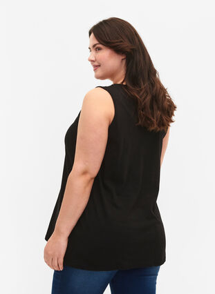 Cotton top with a-shape, Black SOLID, Model image number 1