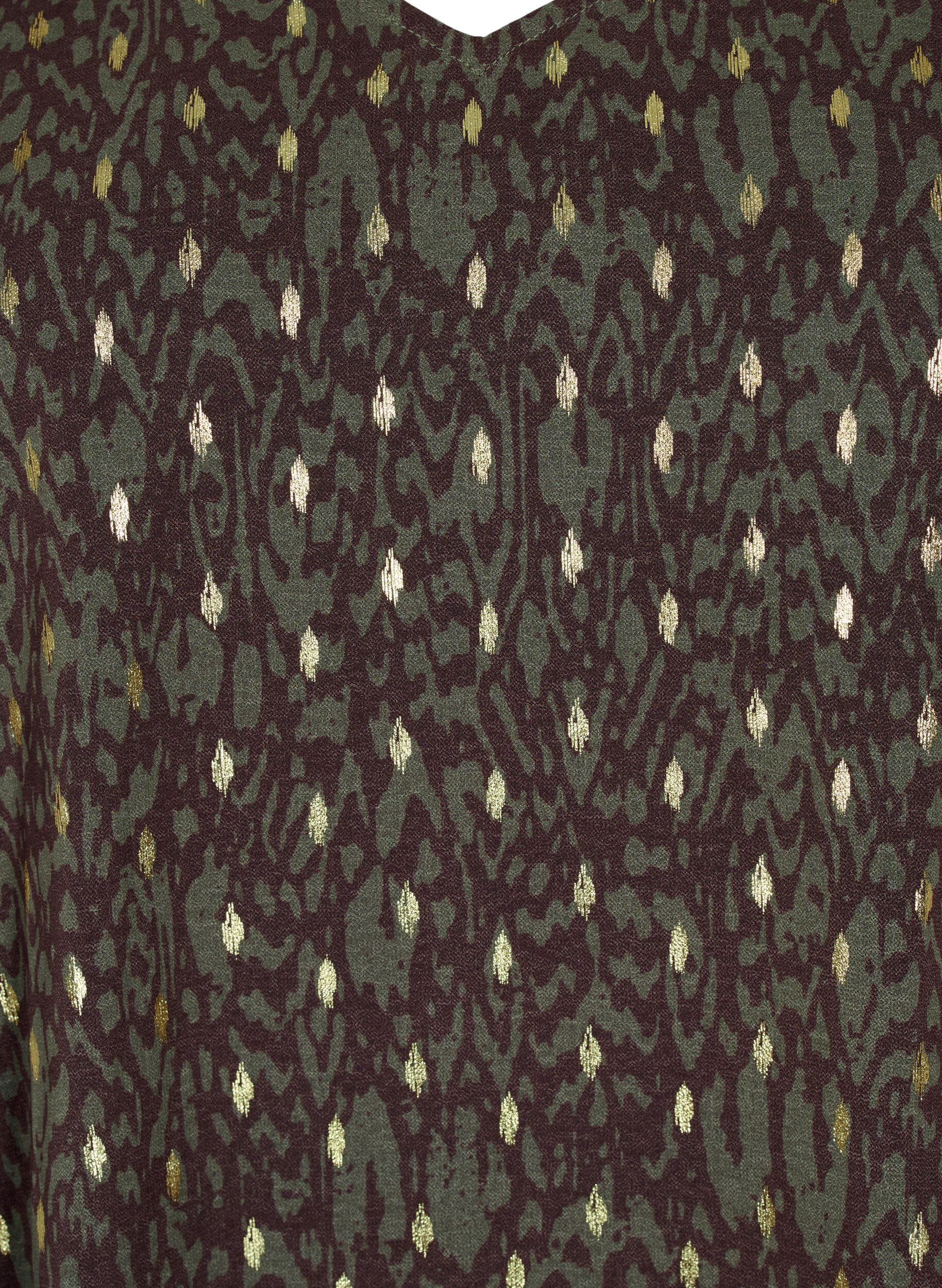 Zizzifashion Blouse with print and long sleeves, Green Ethnic AOP, Packshot image number 2