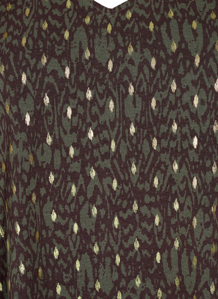 Blouse with print and long sleeves, Green Ethnic AOP, Packshot image number 2