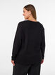 Fine-knit cardigan with decorative buttons, Black, Model image number 2