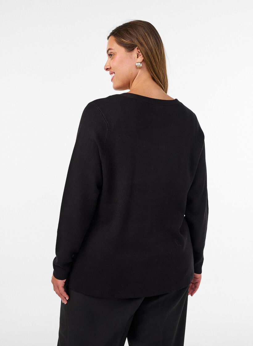 Fine-knit cardigan with decorative buttons, Black, Model image number 2