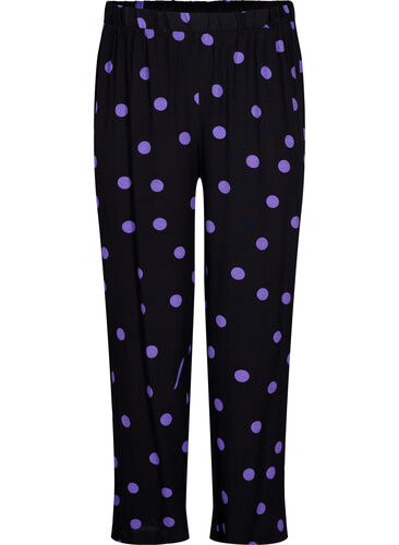 Viscose trousers with polka dots, Black w. Purple Dot, Packshot image number 0