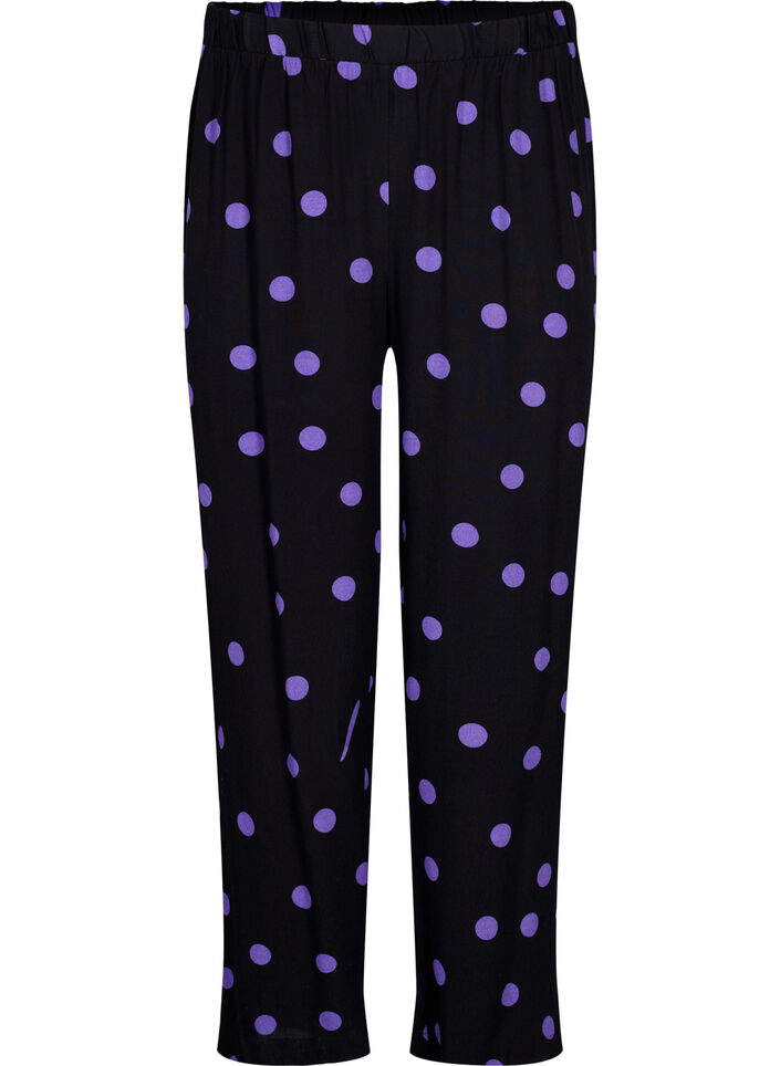 Viscose trousers with polka dots, Black w. Purple Dot, Packshot