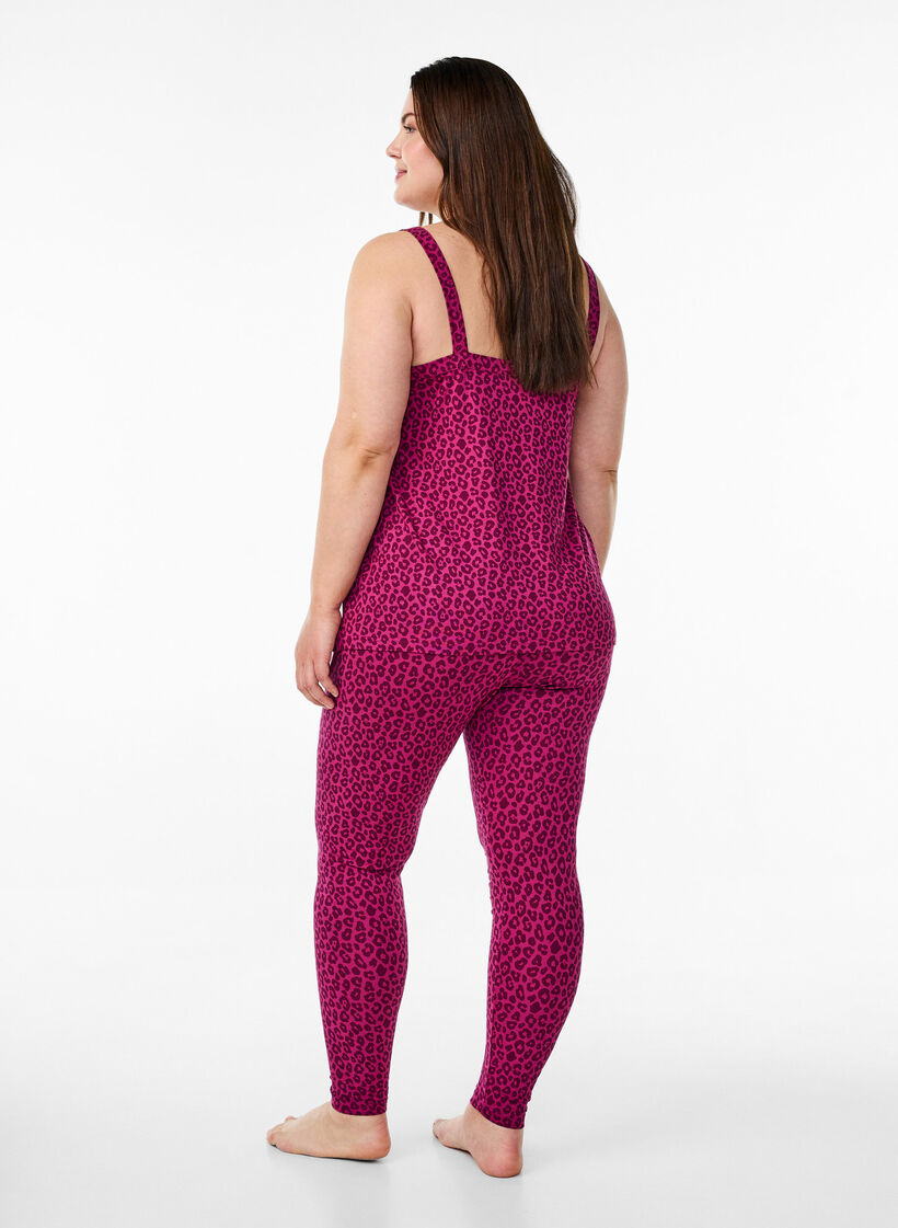 Ankle-length leggings in viscose, Pink, Model image number 1