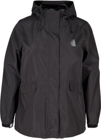 Sporty hooded rain jacket with pockets