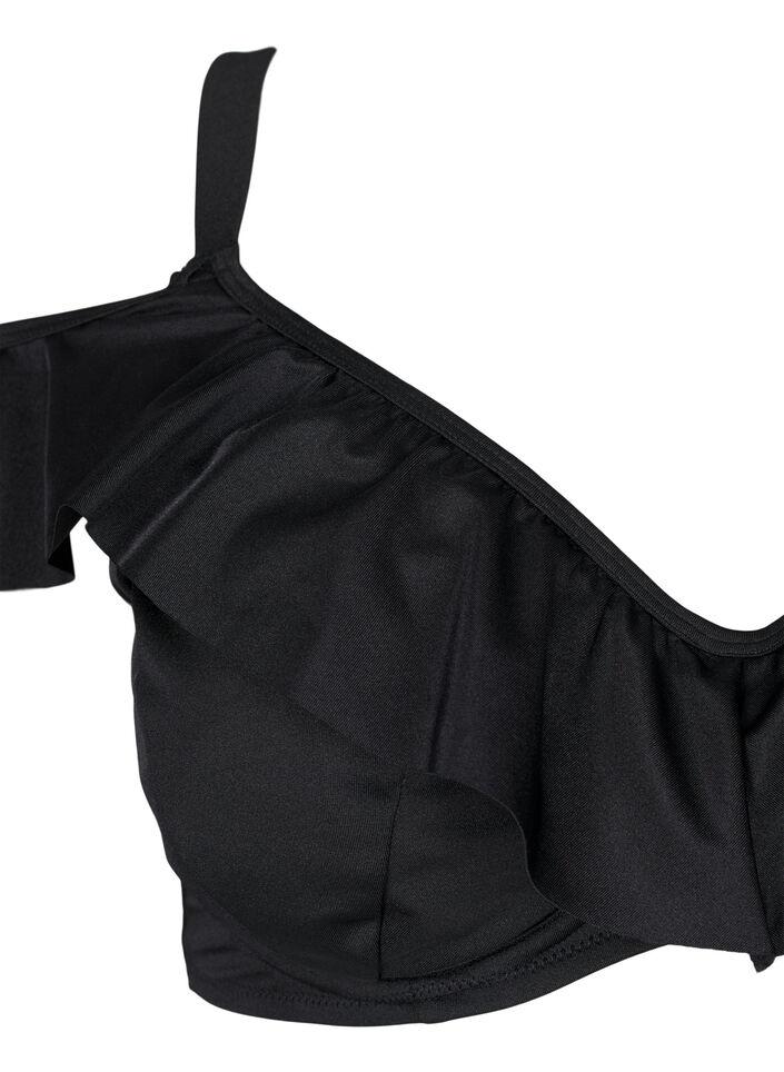 Bikini top with ruffles and underwire, Black, Packshot image number 2