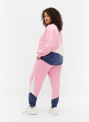 Sweatpants with colour block, C. Pink C. Blocking, Model image number 1