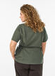 Blouse in a cotton blend with a V-neck and tie-string, Green, Model image number 1