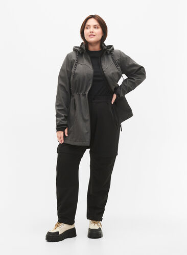 Softshell jacket with detachable hood, Dark Grey Melange, Model image number 3