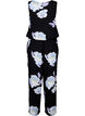 Sleeveless jumpsuit in viscose, Black Big Flower AOP, Packshot image number 1