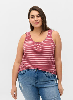 Striped cotton top, Apple Butter stripe, Model image number 0