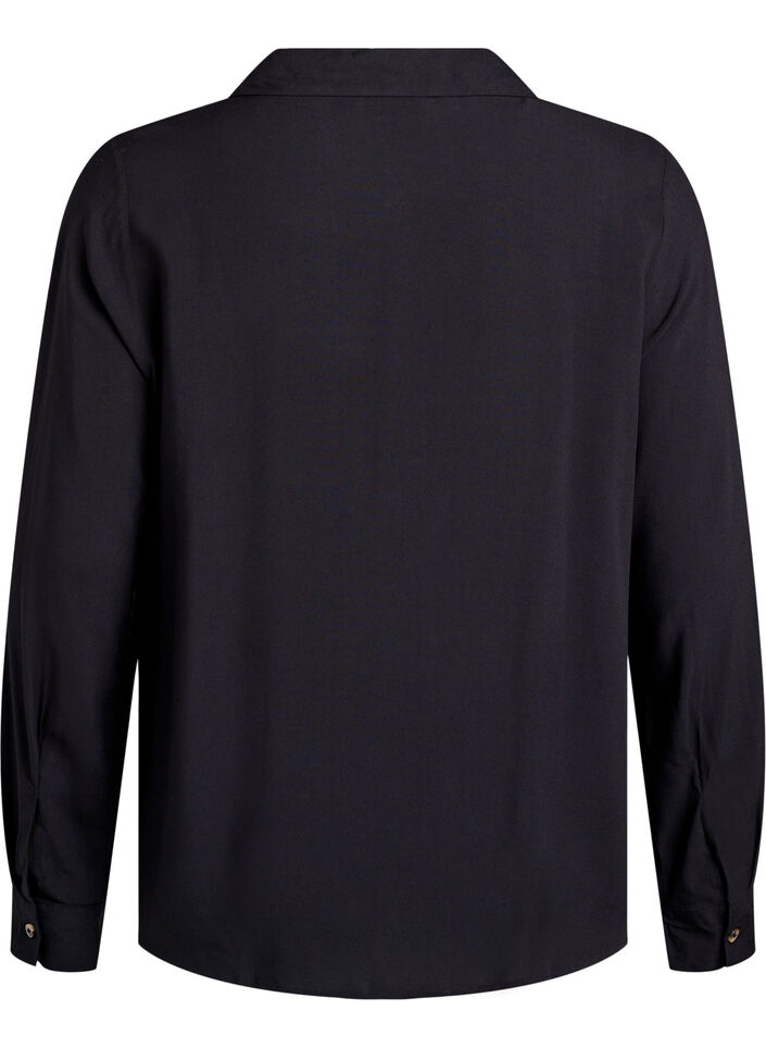 FLASH - Long-sleeved shirt with a V-neck, Black, Packshot image number 1