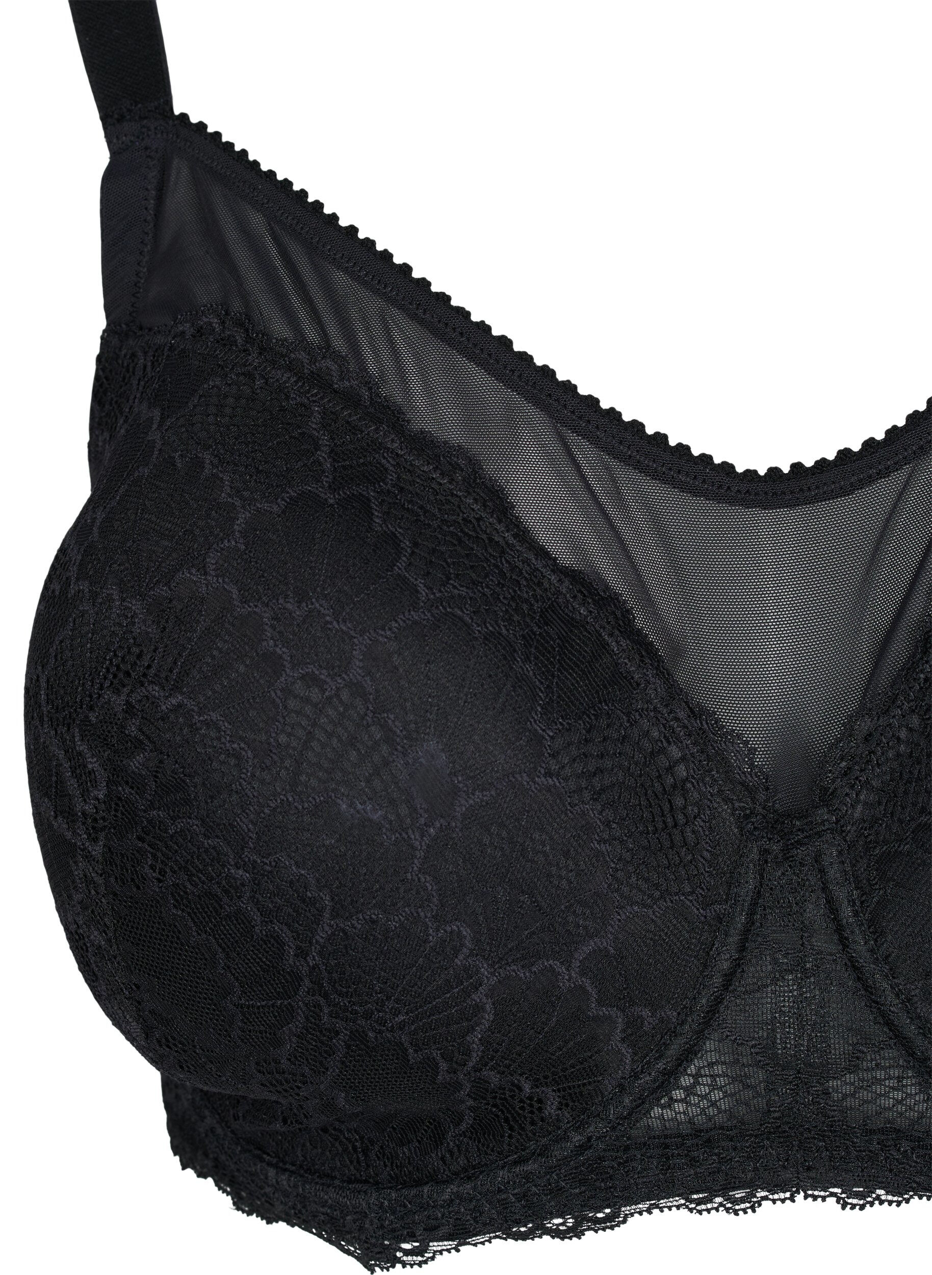 Zizzifashion Lace cup bra with mesh, Black, Packshot image number 2