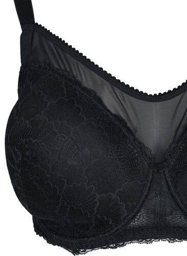 Lace cup bra with mesh, Black, Packshot image number 2