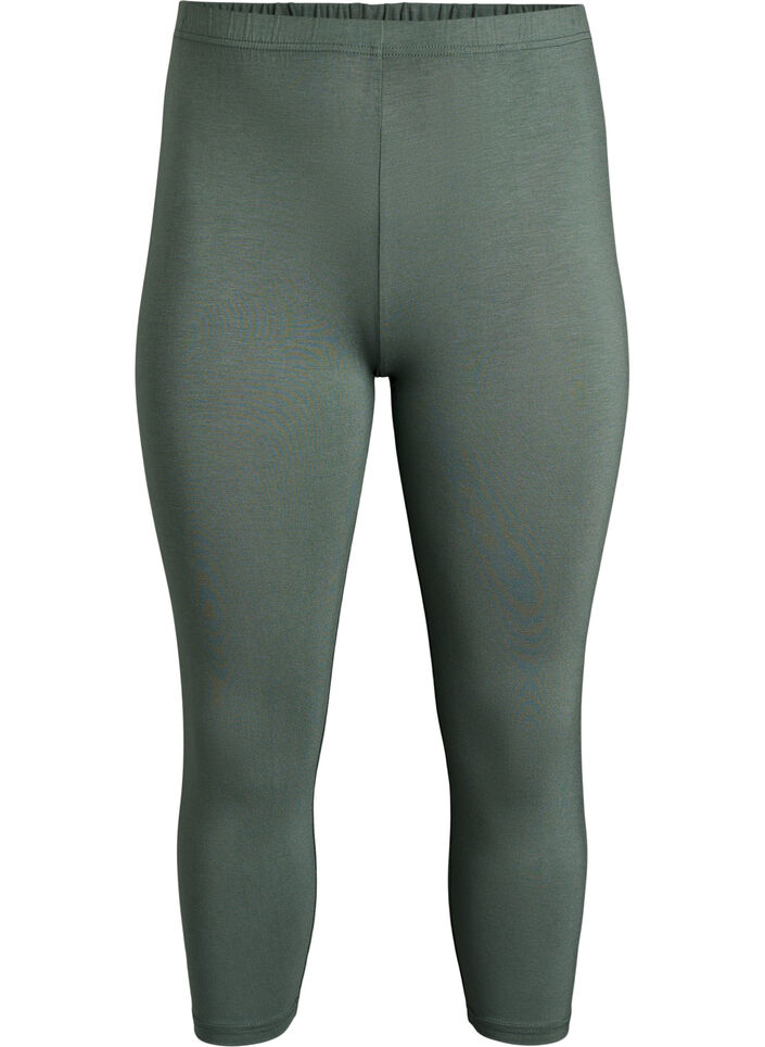 Basic 3/4 leggings in viscose, Green, Packshot image number 0