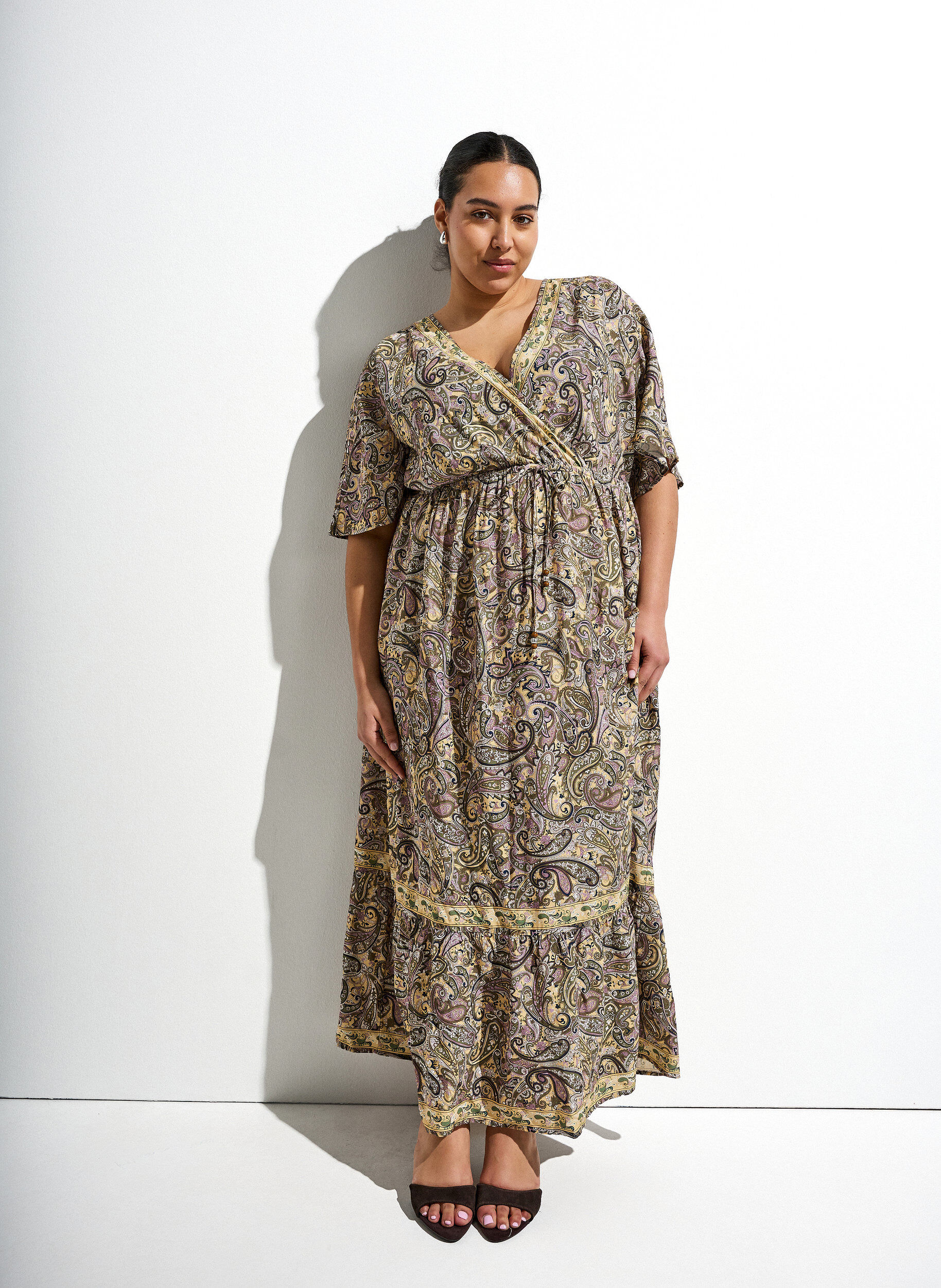ZizzifashionViscose maxi dress with a paisley print, Yellow, Image image number 0