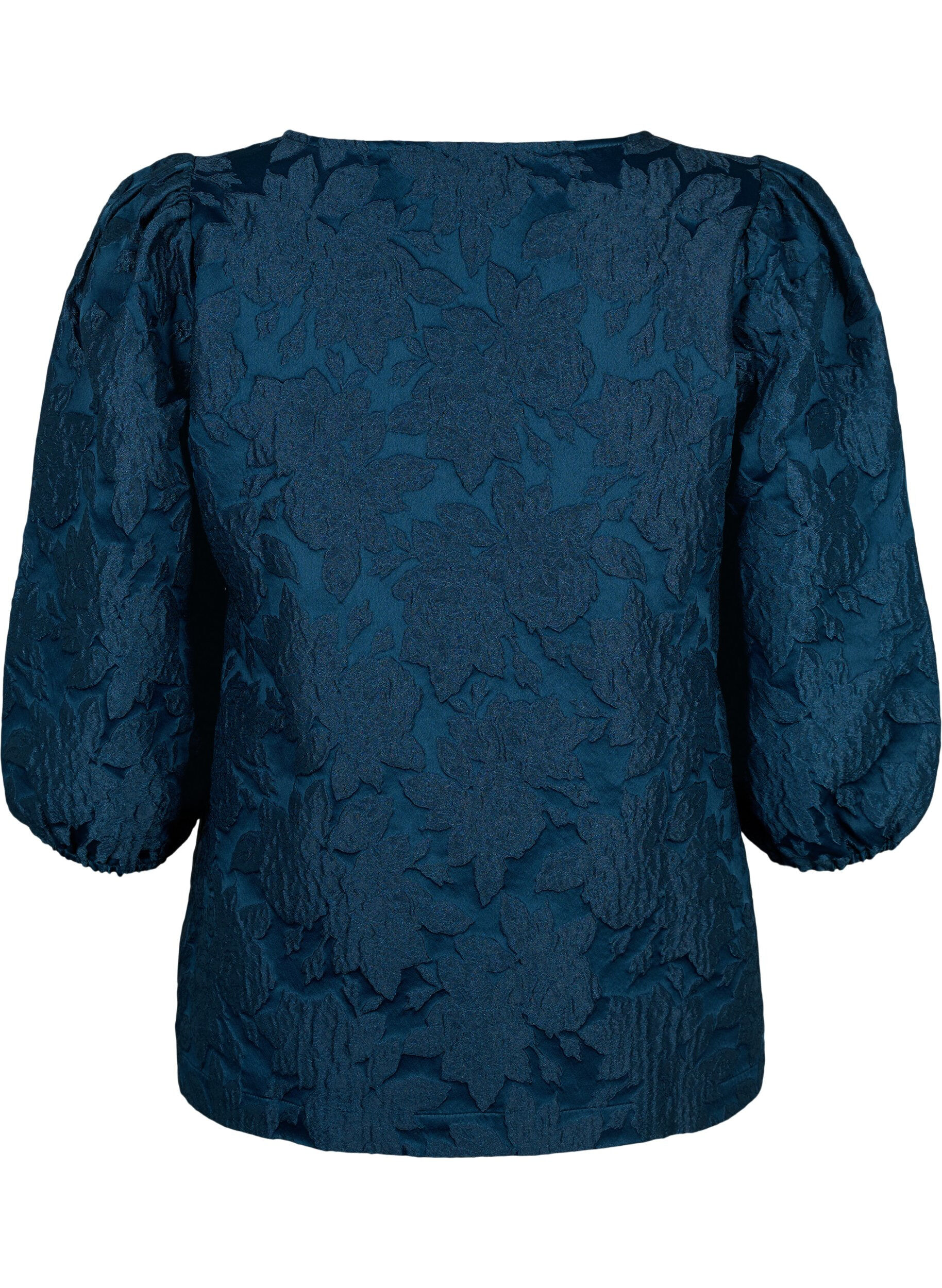 Zizzifashion Jacquard blouse with 3/4 sleeves, Titan, Packshot image number 1
