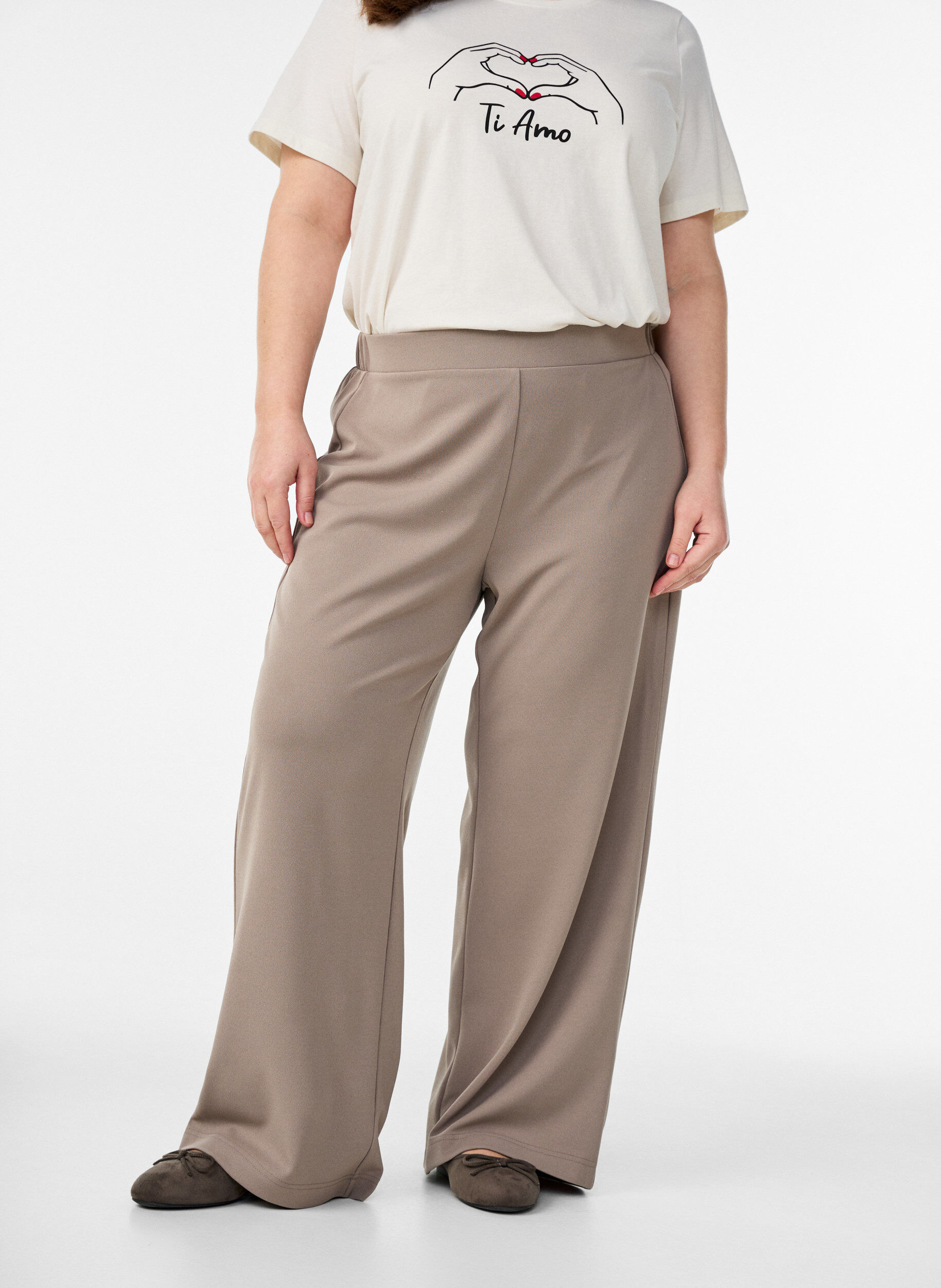 Zizzifashion FLASH - Wide-leg trousers, Beige, Model image number 2
