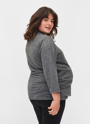 Maternity blouse with 3/4 sleeves and V-neck, Dark Grey Melange, Model image number 1