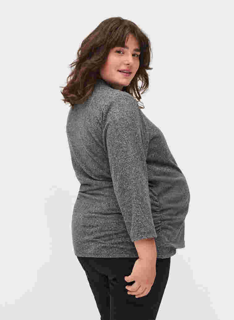Maternity blouse with 3/4 sleeves and V-neck, Dark Grey Melange, Model image number 1