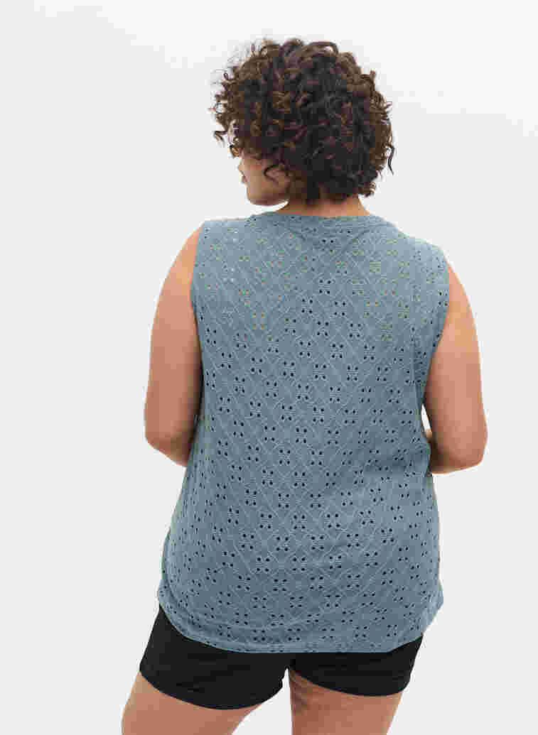 Top with broderie anglaise, Goblin Blue, Model image number 1