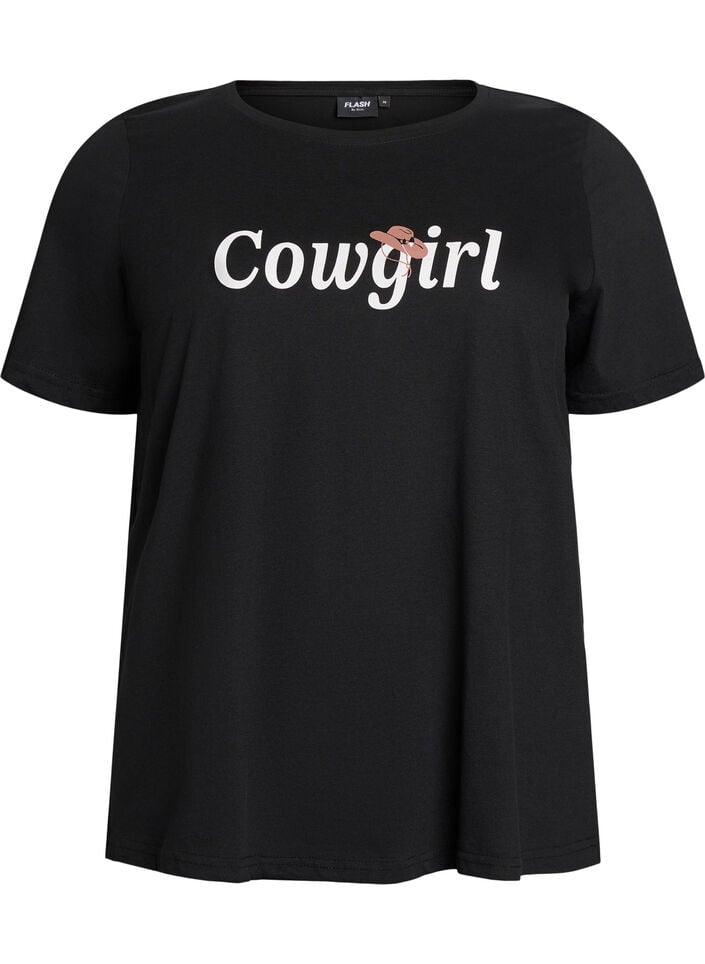 T-shirt with motif, Black, Packshot image number 0