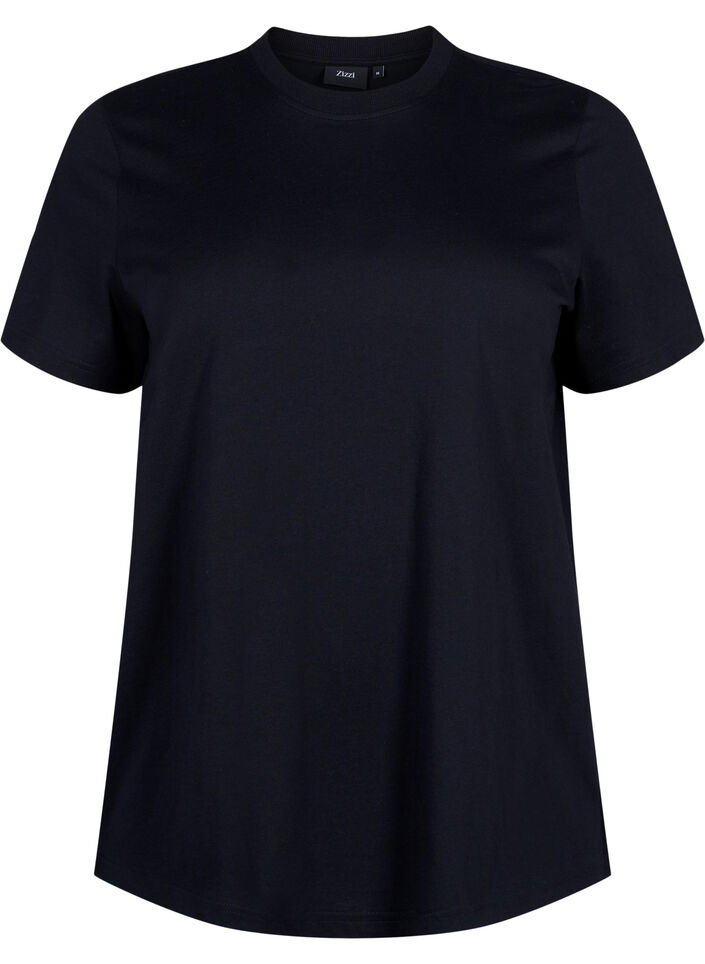 Basic cotton T-shirt with round neck, Black, Packshot image number 0
