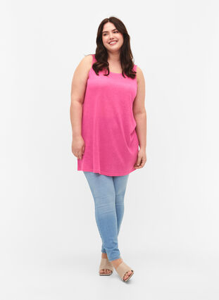 Top with structure and round neckline, Shocking Pink, Model image number 2