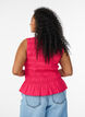 Smock top with boat neck and peplum hem, Rose, Model image number 2