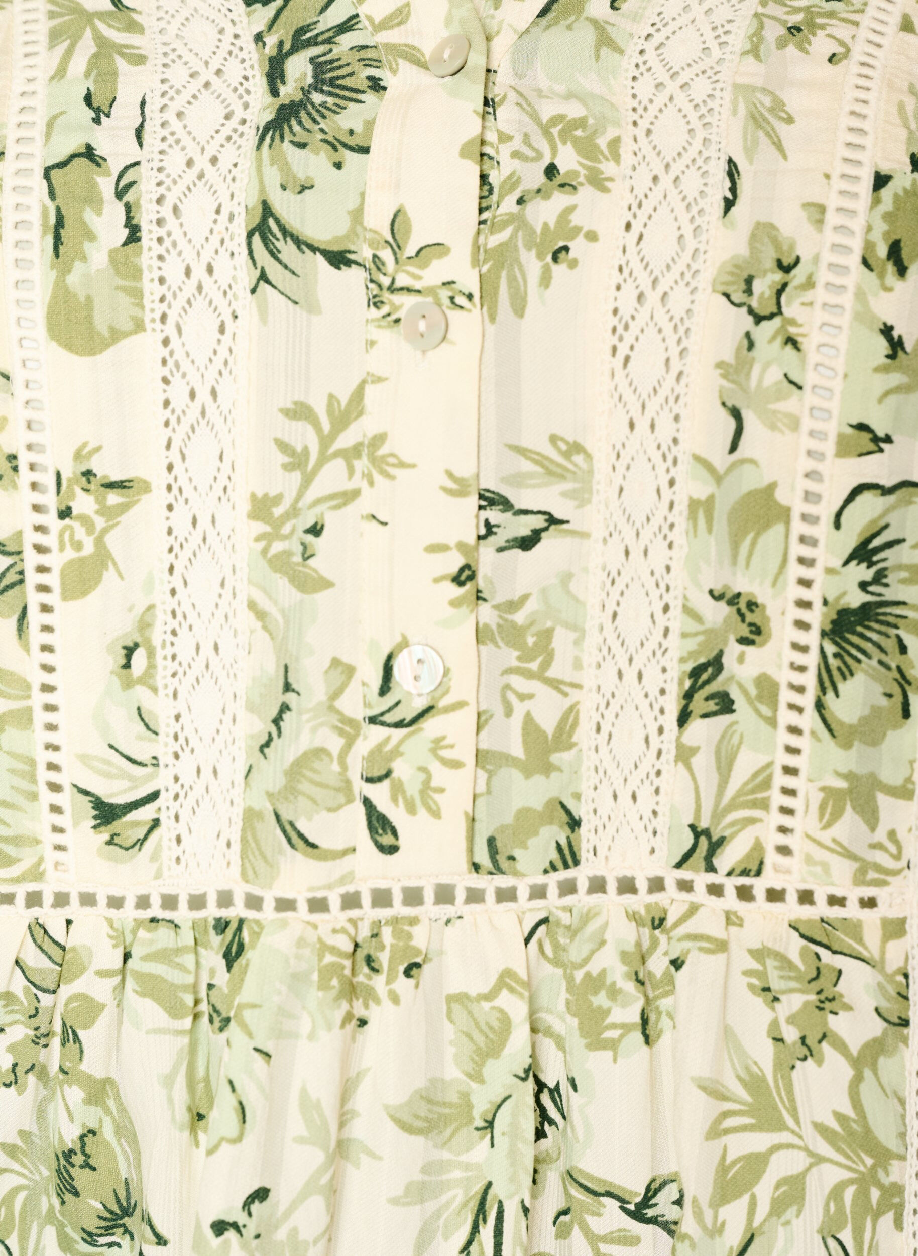 ZizzifashionShort viscose dress with lace trim and A-line cut, Green, Packshot image number 2