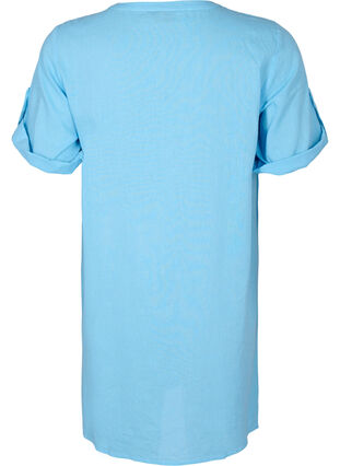 Short-sleeved cotton tunic with pockets, Alaskan Blue, Packshot image number 1