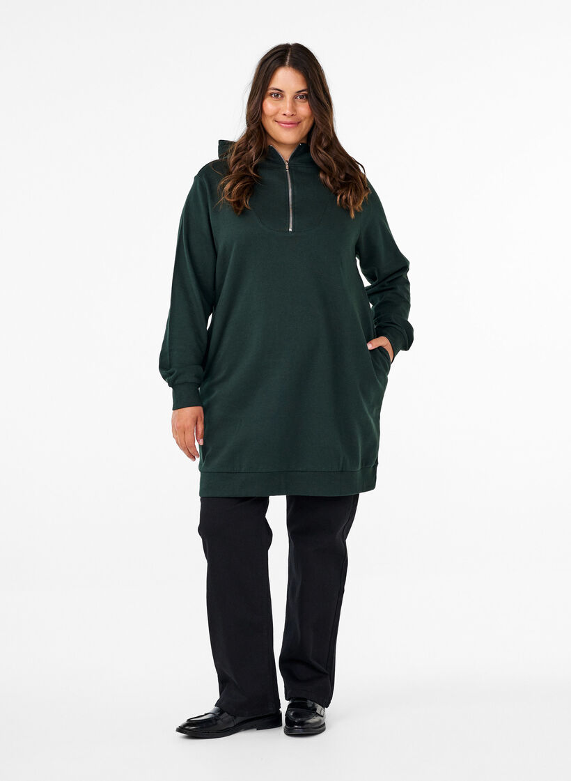 Sweat tunic with hood and zip, Scarab, Model image number 2