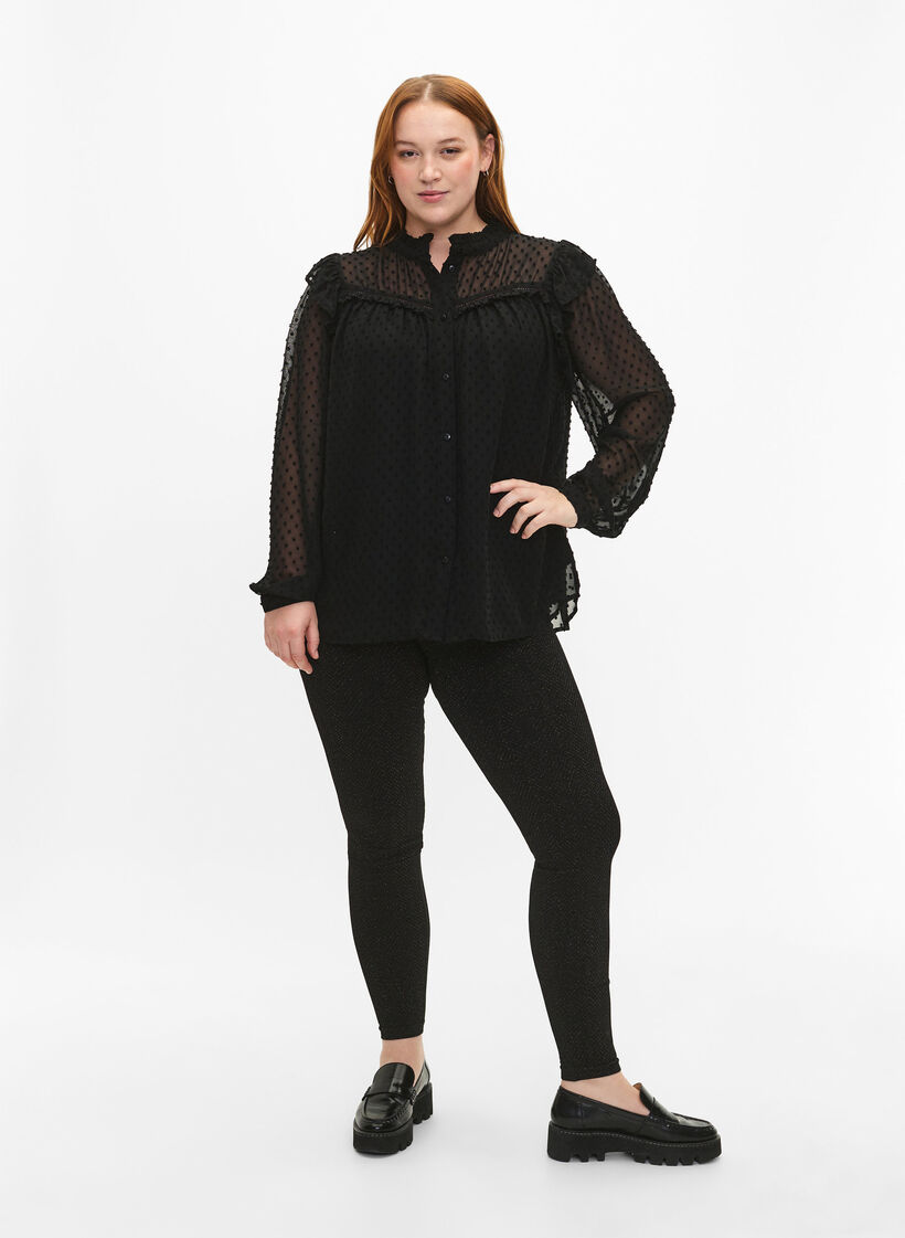 Seamless glitter leggings, Black Gold Lurex, Model image number 3