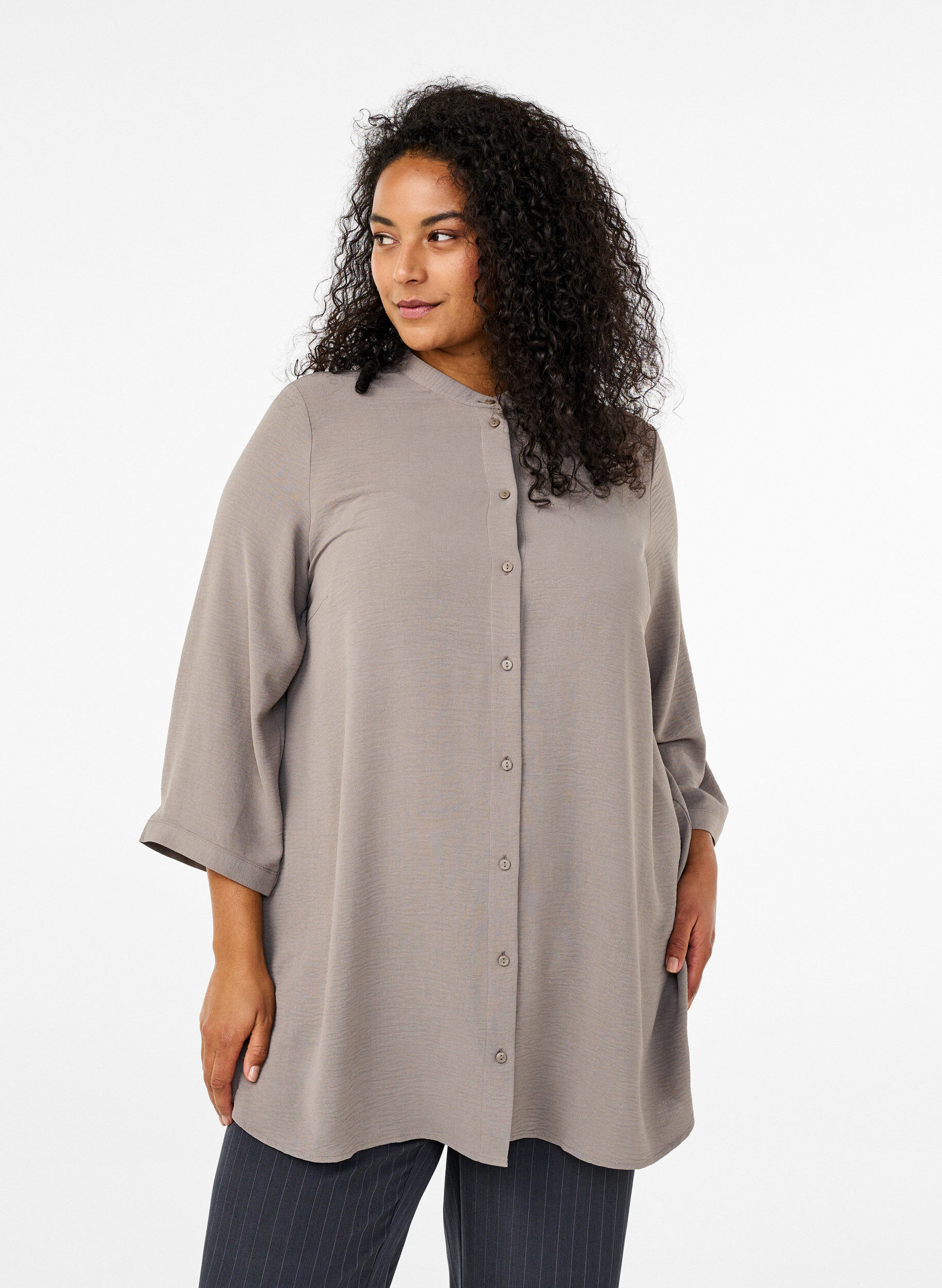 ZizzifashionTunic with 3/4 sleeves, Beige, Model image number 0
