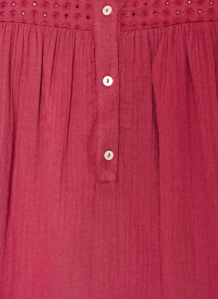Blouse in cotton muslin with broderie anglaise, Red, Packshot image number 2