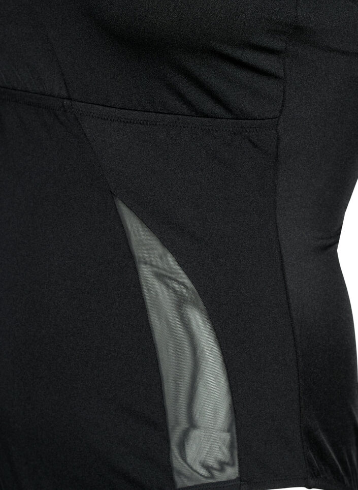 One-shoulder swimsuit with mesh details, Black, Packshot image number 3