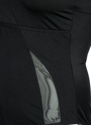One-shoulder swimsuit with mesh details, Black, Packshot image number 3