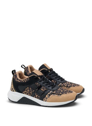 Wide fit sneakers with leopard print, Leopard Print, Packshot image number 1