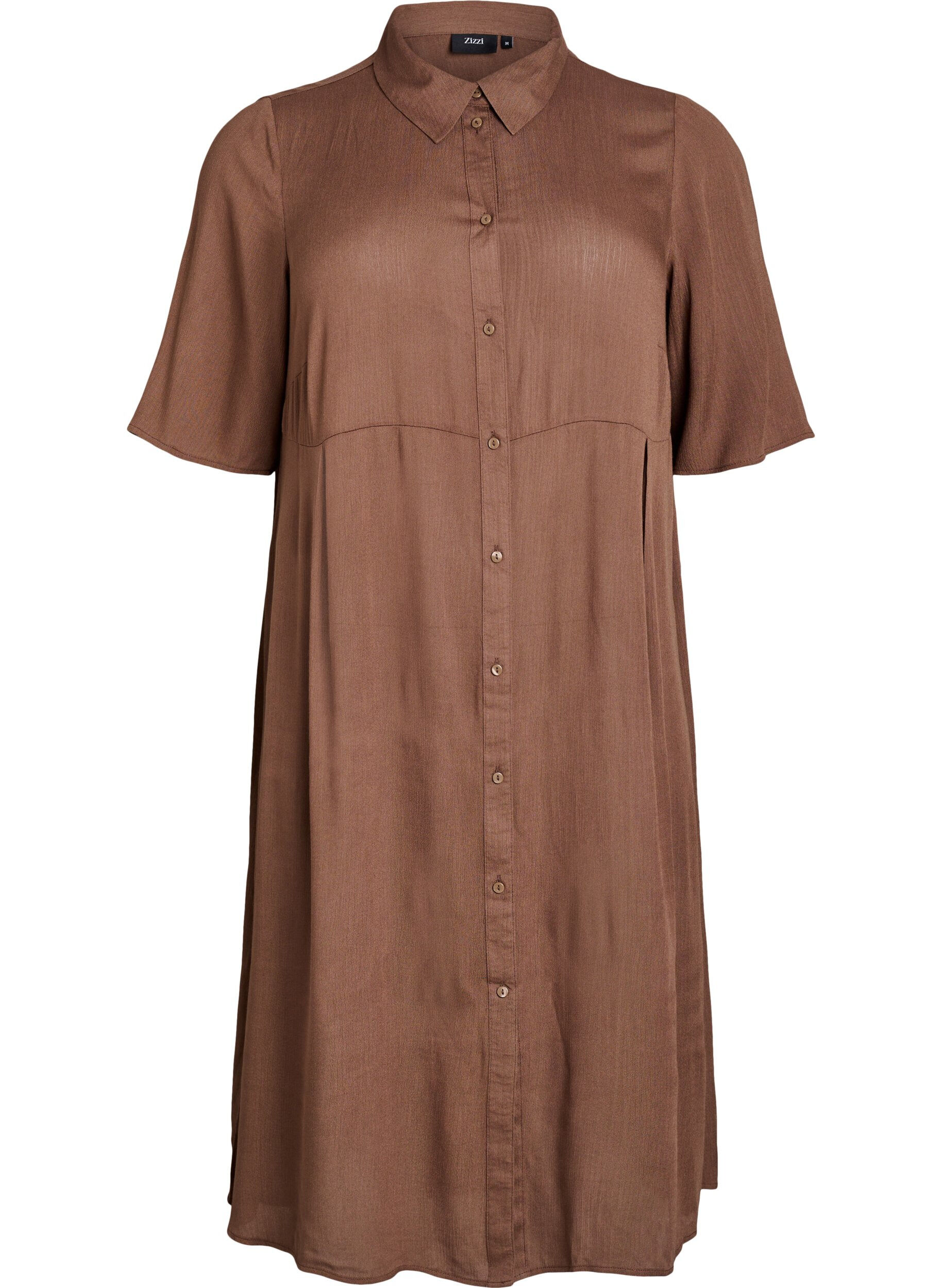 ZizzifashionMidi shirt dress with short sleeves, Green, Packshot image number 0