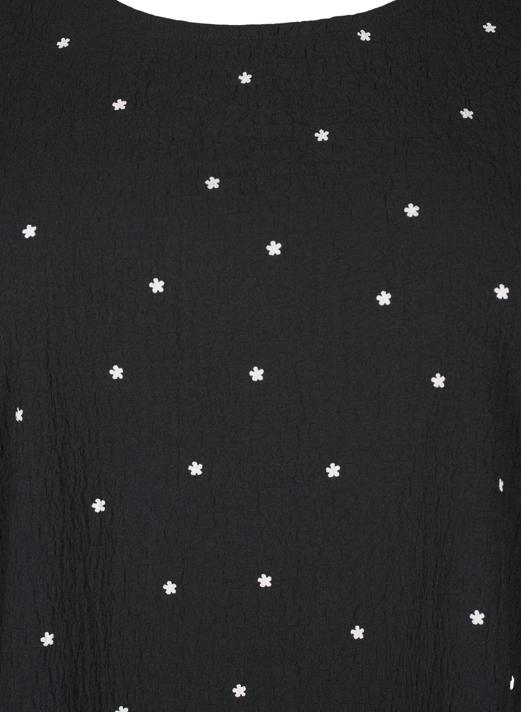 Zizzifashion FLASH - Long-sleeved blouse with small flowers, Black White Flower, Packshot image number 2