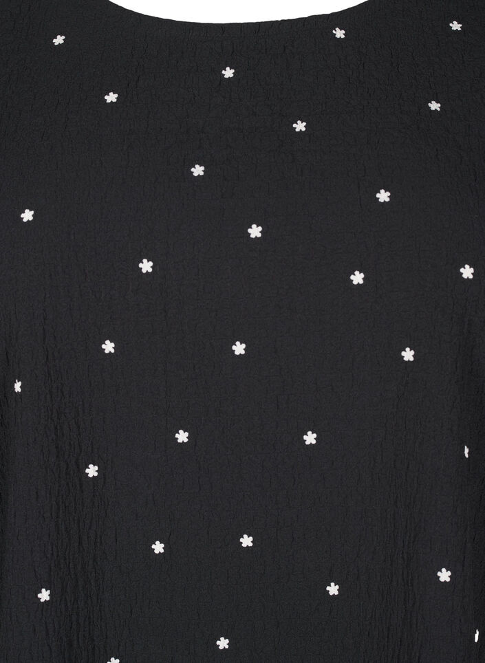 FLASH - Long-sleeved blouse with small flowers, Black White Flower, Packshot image number 2