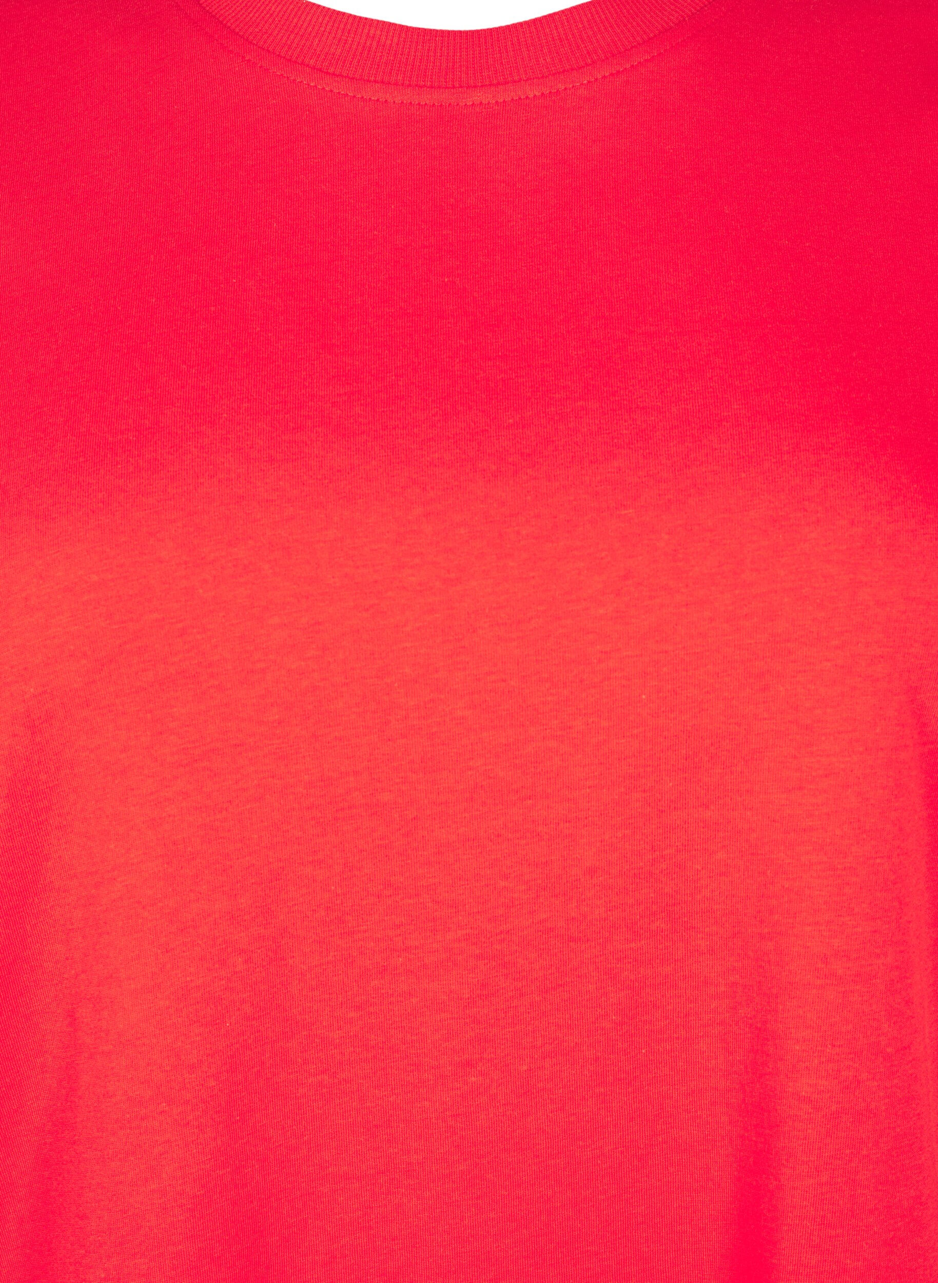 ZizzifashionBasic cotton T-shirt with round neck, Red, Packshot image number 2