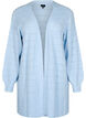 Long knitted cardigan with a lace pattern, Cashmere Blue Mel., Packshot image number 0