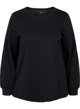 Sweatshirt with a round neckline and long sleeves, Black, Packshot image number 0