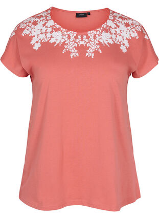 Cotton t-shirt with print details, Faded RoseMel feath, Packshot image number 0